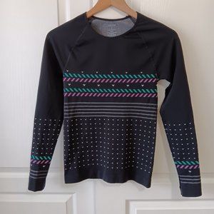 Title Nine Women's Black Geometric Stripe Compression Long Sleeve Top Size S